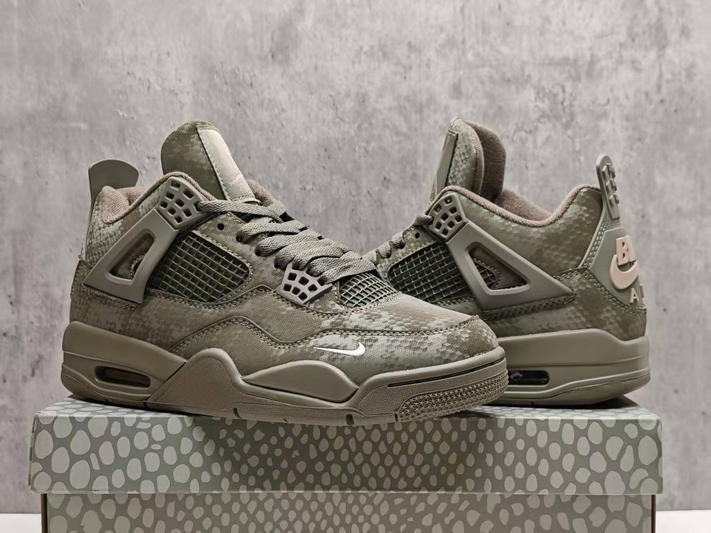 Air Jordan 4 Retro 'Military Mamba' Custom Sneakers - Olive/Black