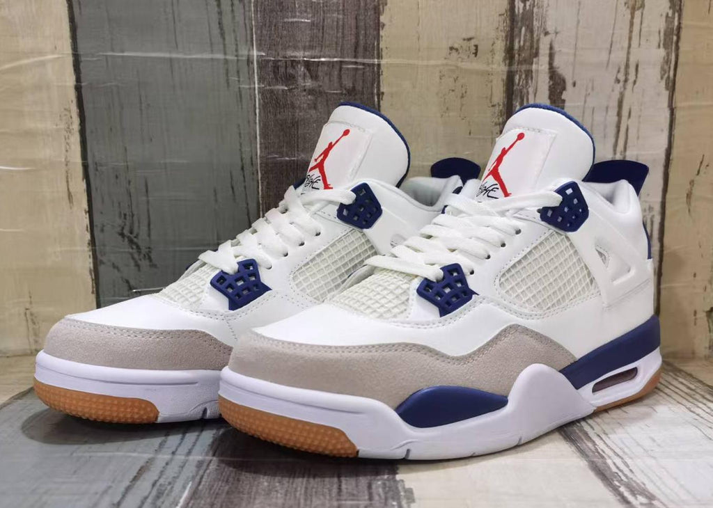 Air Jordan 4 Retro Sneakers - Off-White/Blue