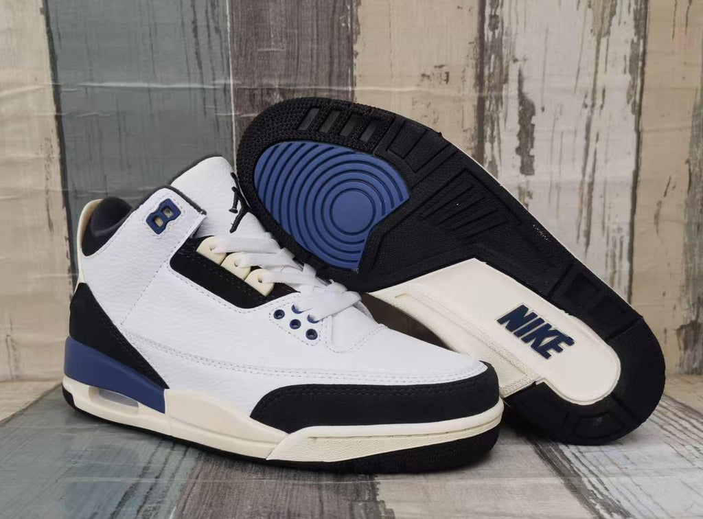 Air Jordan 3 Retro Sneakers - White/Grey/Blue