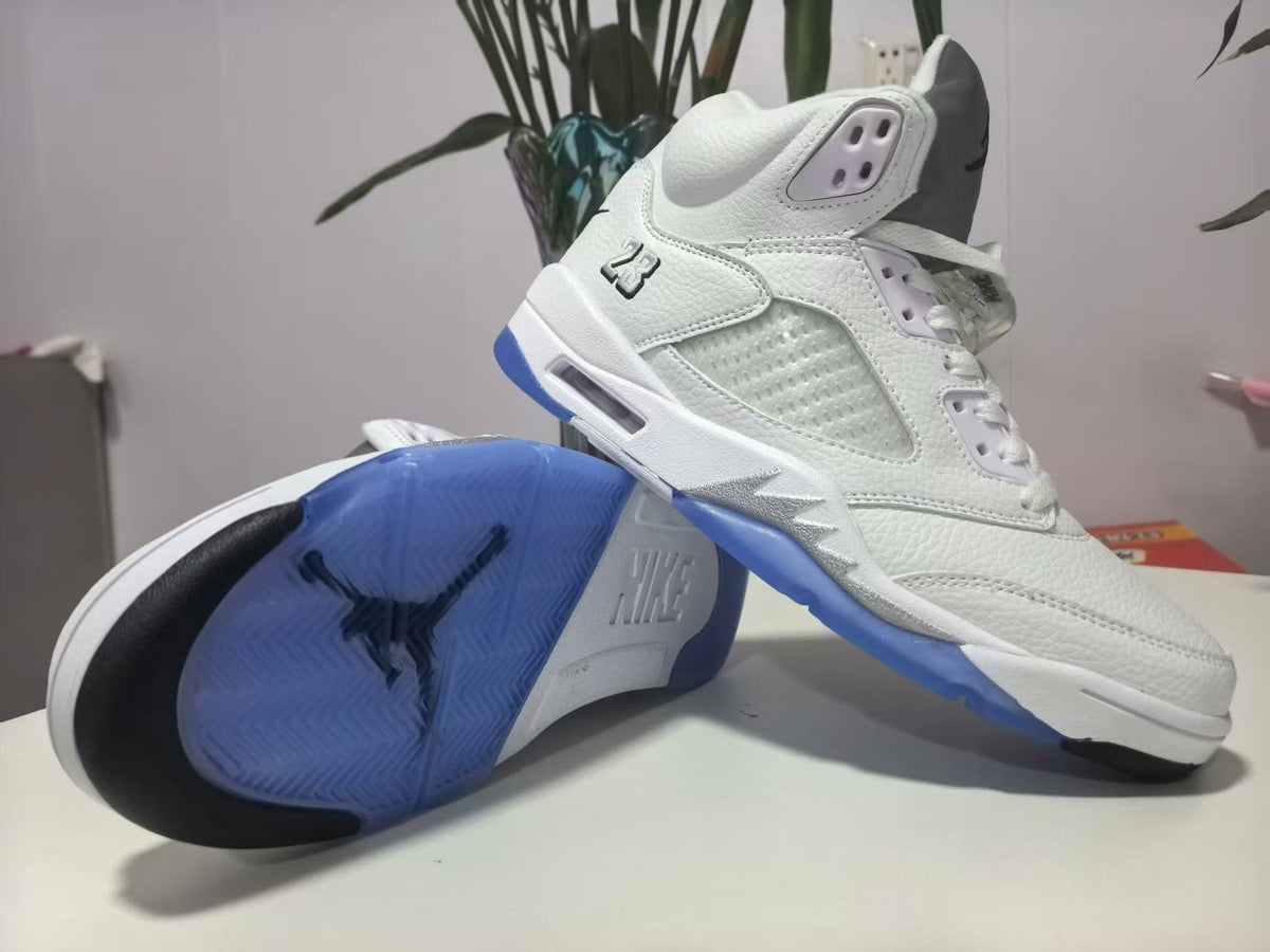 Air Jordan 5 Retro Sneakers - White/Metallic Silver