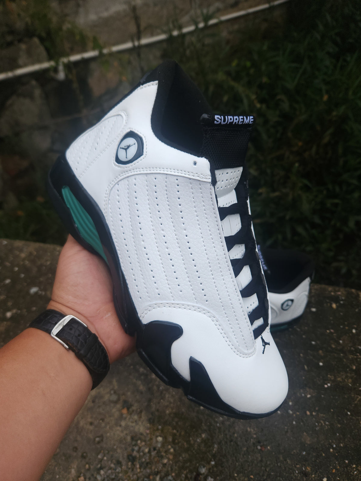Air Jordan 14 Retro "Green Frequency" | White Black Green Sneakers