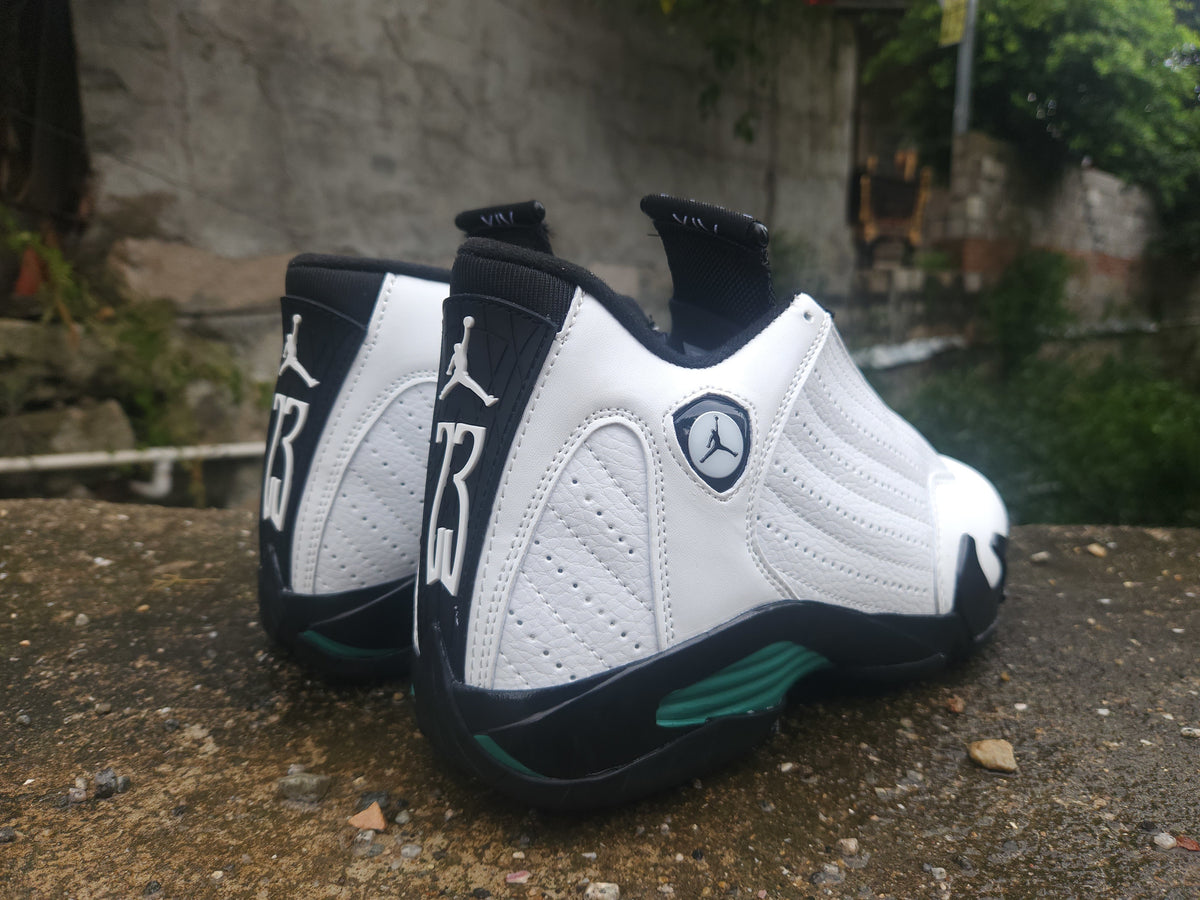 Air Jordan 14 Retro "Green Frequency" | White Black Green Sneakers