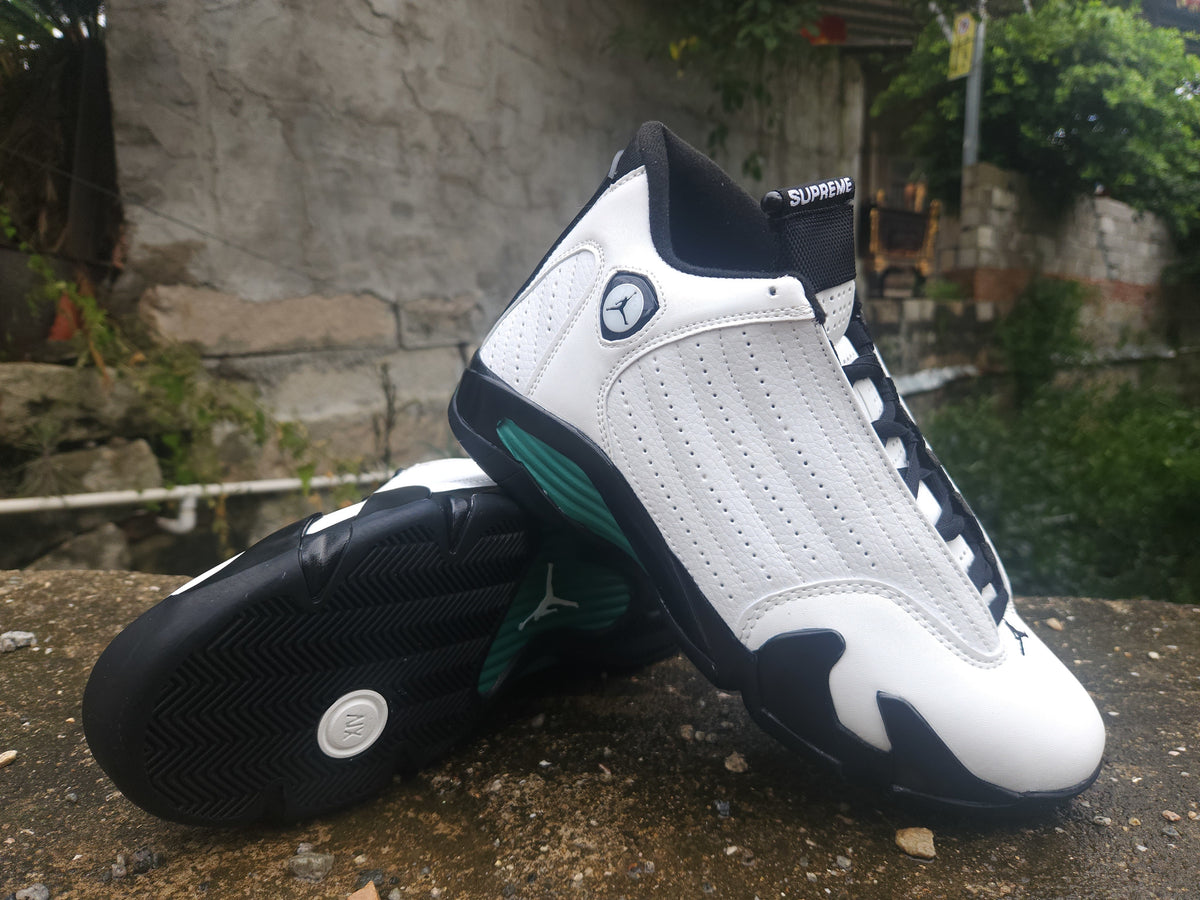 Air Jordan 14 Retro "Green Frequency" | White Black Green Sneakers