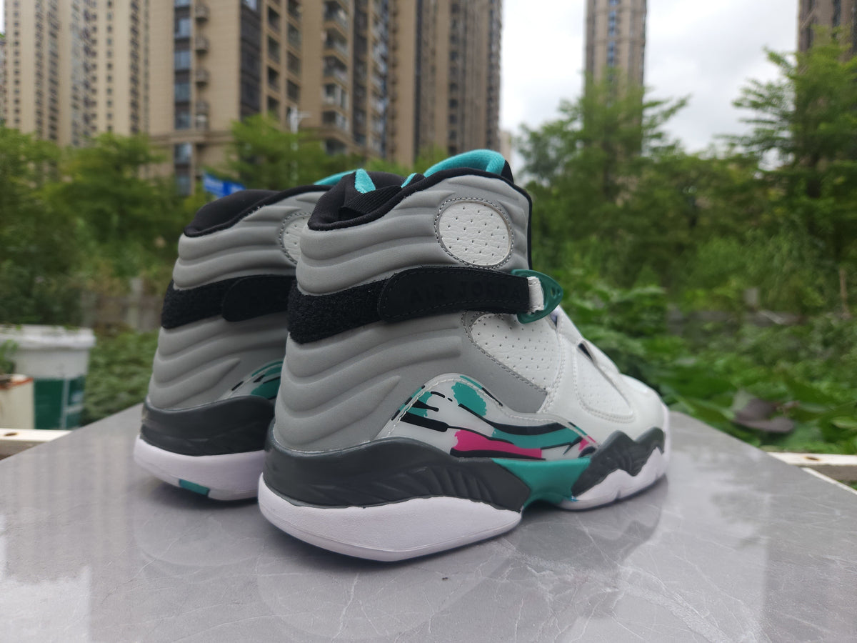 Air Jordan 8 Retro Sneakers - White/Grey/Green