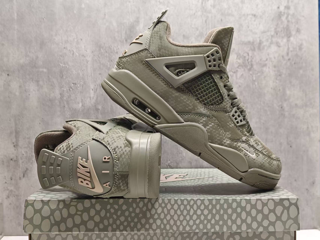 Air Jordan 4 Retro 'Military Mamba' Custom Sneakers - Olive/Black