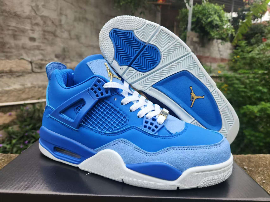 Air Jordan 4 Retro Sneakers - Royal Blue/Gold